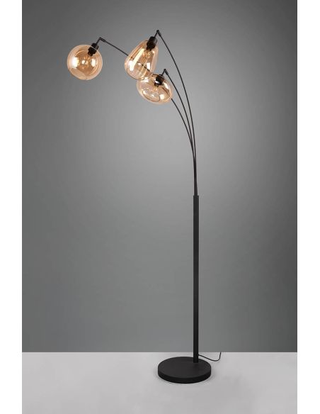 Lámpara de Pie con 3 Pantallas de vidrio Ámbar Colección Lumina 3XE14 417000313 | LeonLeds
