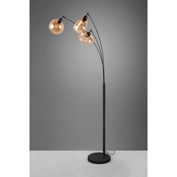 Lámpara de Pie con 3 Pantallas de vidrio Ámbar Colección Lumina 3XE14 417000313 | LeonLeds