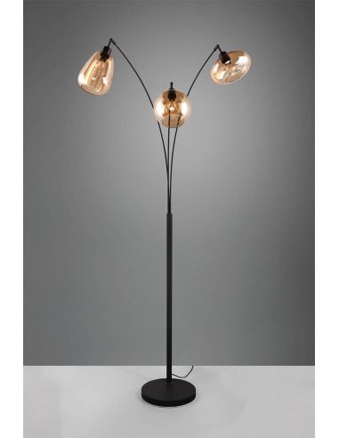 Lámpara de Pie con 3 Pantallas de vidrio Ámbar Colección Lumina 3XE14 417000313 | LeonLeds
