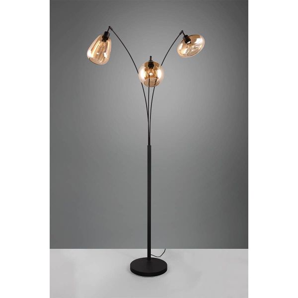 Lámpara de Pie con 3 Pantallas de vidrio Ámbar Colección Lumina 3XE14 417000313 | LeonLeds
