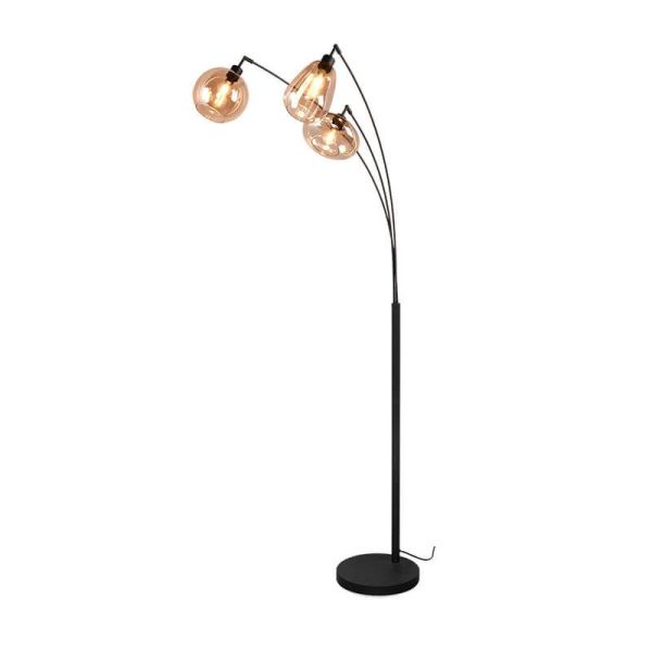 Lámpara de Pie con 3 Pantallas de vidrio Ámbar Colección Lumina 3XE14 417000313 | LeonLeds