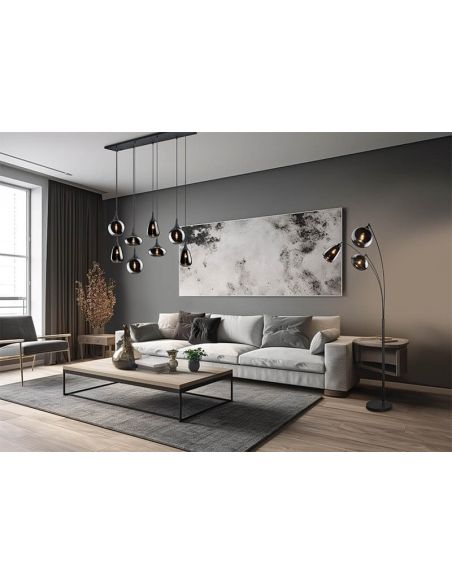 Lámpara de Pie con 3 Pantallas de vidrio Ahumado Colección Lumina 3XE14 | LeonLeds