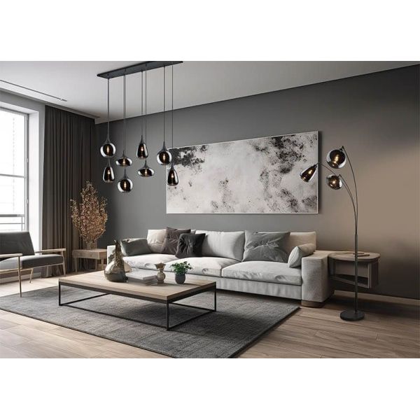 Lampadaire avec 3 abat-jour en verre fumé Collection Lumina 3XE14 | LéonLeds
