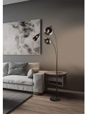 Lámpara de Pie con 3 Pantallas de vidrio Ahumado Colección Lumina 3XE14 | LeonLeds