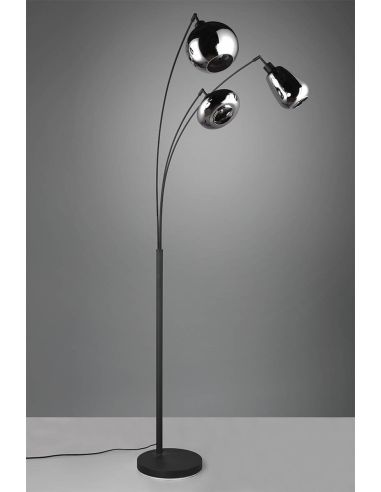 Lámpara de Pie con 3 Pantallas de vidrio Ahumado Colección Lumina 3XE14 | LeonLeds