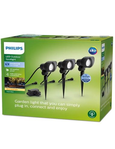 Pack 3 unités. Spot extérieur à LED LV Spot Garden Link avec câble et prise 8719514477353 | LéonLeds