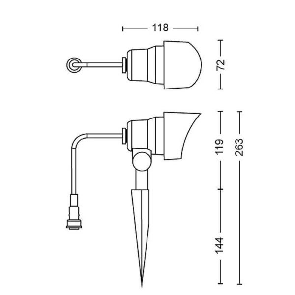 Pacote de Medidas 3 Unidades. Refletor LED para estaca externa LV Spot Garden Link com cabo e plugue 8719514477353 | LeonLeds