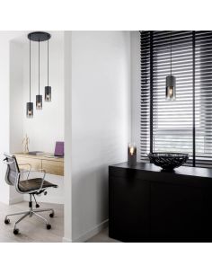 Plafonnier Robin en verre fumé et noir mat 1XE27 310600132 | LéonLeds 2