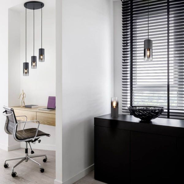 Plafonnier Robin en verre fumé et noir mat 1XE27 310600132 | LéonLeds