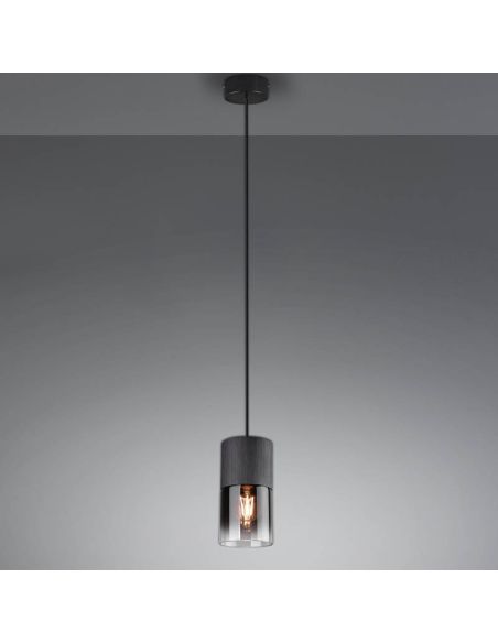 Candeeiro de teto Robin em vidro fumê e preto fosco 1XE27 310600132 | LeonLeds