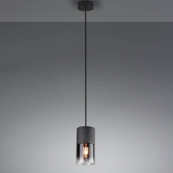 Candeeiro de teto Robin em vidro fumê e preto fosco 1XE27 310600132 | LeonLeds