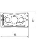 Dimensiones Faro LED rectangular empotrable Delantero con Luz de Carretera, Luz de Cruce, Posición y Luz Diurna | LeonLeds