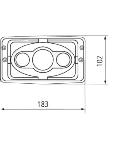 Dimensions Phare avant rectangulaire à LED encastré avec feux de route, feux de croisement, feux de position et feux de jour | L