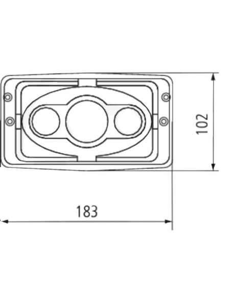 Dimensions Phare avant rectangulaire à LED encastré avec feux de route, feux de croisement, feux de position et feux de jour | L