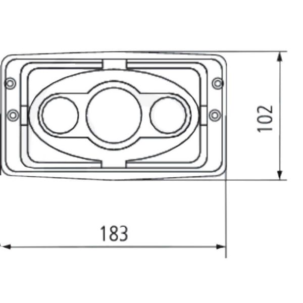 Dimensions Phare avant rectangulaire à LED encastré avec feux de route, feux de croisement, feux de position et feux de jour | L