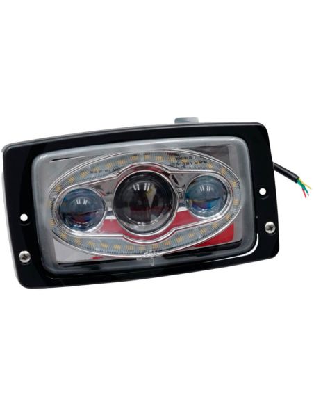 Farol frontal retangular embutido em LED com farol alto, farol baixo, posição e luz diurna | LeonLeds