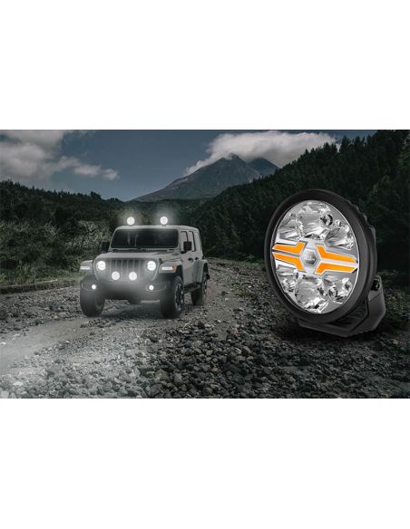 Faro LED redondo largo alcance Homologado 9" Luz de Posición Blanca y Ambar R10 ECE-R149 y ECE-R148 25 Hella | LeonLeds