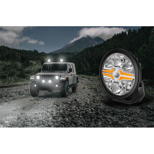 Phare LED rond longue portée homologué 9" Feu de position blanc et orange R10 ECE-R149 et ECE-R148 25 Hella | LeonLeds