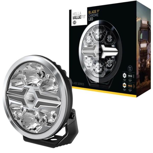 Farol LED redondo de longo alcance aprovado 9" Luz de posição branca e âmbar R10 ECE-R149 e ECE-R148 25 Hella | LeonLeds