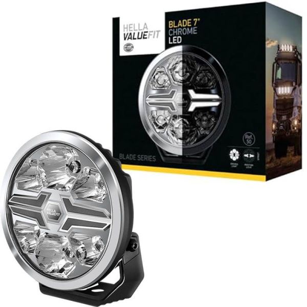 Farol LED redondo de longo alcance aprovado 7" Luz de posição branca e âmbar R10 ECE-R149 e ECE-R148 25 Hella | LeonLeds