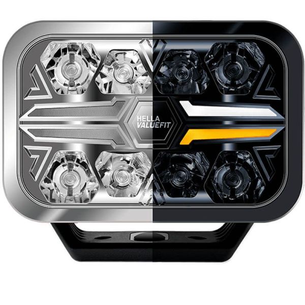 Faro LED rectangular Homologado 9" Luz de Posición Blanca y Ambar y Largo Alcance R10 ECE-R149 y ECE-R148 25 Puntos Hella