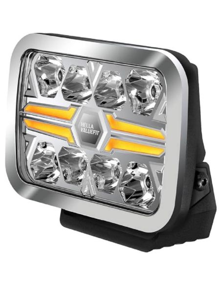 Faro LED rectangular Homologado 9" Luz de Posición Blanca y Ambar y Largo Alcance R10 ECE-R149 y ECE-R148 25 Puntos Hella