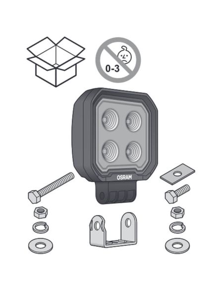 Faro de trabajo cuadrado LED mini 12V 24V 1.350Lm y 12W ECE R10 y ECE R148 VX80-WD Osram | LeonLeds