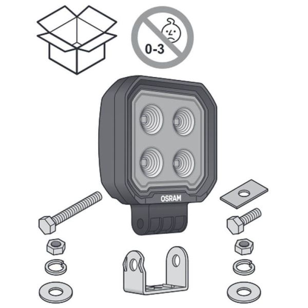 Faro de trabajo cuadrado LED mini 12V 24V 1.350Lm y 12W ECE R10 y ECE R148 VX80-WD Osram | LeonLeds