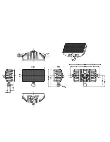 Farol LED retangular John Deere Série...