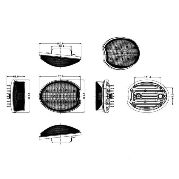 Faro LED de trabajo para tractores Jonh Deere 7020 - 7030 Agropar Medidas| LeonLeds