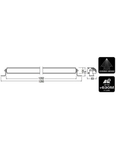 Barra LED de 120Cm FX1250-CB SM GEN 2 176W LEDDL134-CB SM + de 630 Metros Homologación 2 X R149 Ref. 50 + 50 Osram | LeonLeds