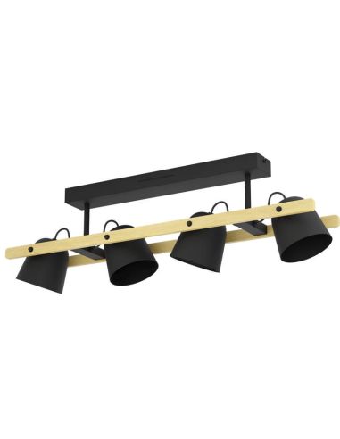 Luminária de teto industrial LED conectada a 4 focos Hornwood-Z RGB+TW 2.200Lm | LeonLeds