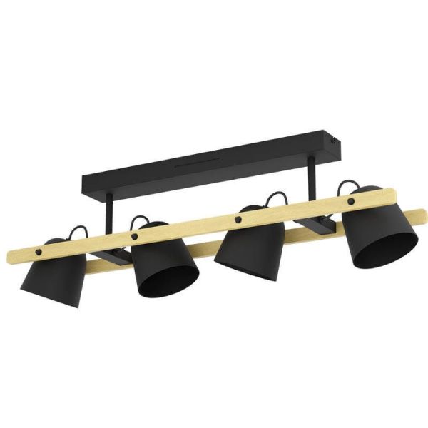 Luminária de teto industrial LED conectada a 4 focos Hornwood-Z RGB+TW 2.200Lm | LeonLeds