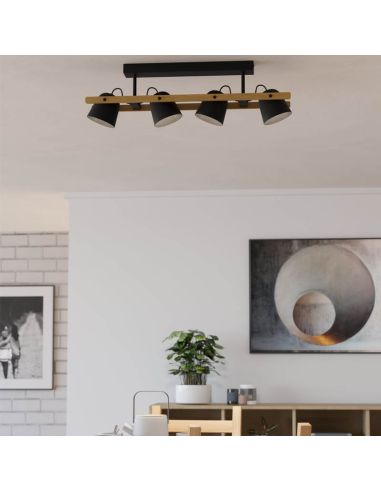 Lámpara de techo LED industrial conectado con 4 focos Hornwood-Z RGB+TW 2.200Lm | LeonLeds