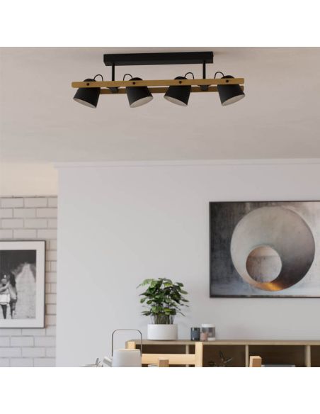 Plafonnier LED industriel connecté à 4 spots Hornwood-Z RGB+TW 2 200Lm | LéonLeds