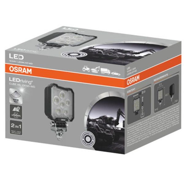 Potente Faro cuadrado LED 2000Lm 20W 12V 24V ECE R10 y ECE R148 VX100-WD LEDWL107-WD Marcha Atrás | LeonLeds