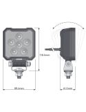 Dimensiones Potente Faro cuadrado LED 2000Lm 20W 12V 24V ECE R10 y ECE R148 VX100-WD LEDWL107-WD Marcha Atrás | LeonLeds