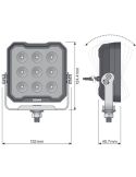 Medidas Faro LED cuadrado potente 3000Lm 30W 12V 24V ECE R10 y ECE R148 VX125-WD LEDWL108-WD Marcha Atras | LeonLeds