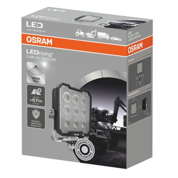 Faro LED cuadrado potente 3000Lm 30W 12V 24V ECE R10 y ECE R148 VX125-WD LEDWL108-WD Marcha Atras | LeonLeds