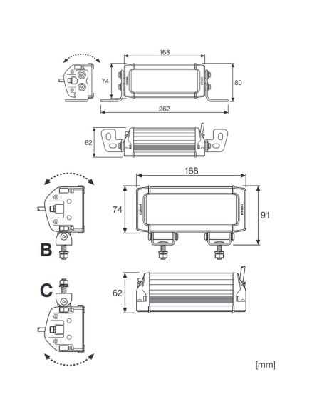 Dimensiones Barra LED largo alcance pequeña LEDriving LightBar VX180-SP DR 16,8Cm LEDDL123-SP DR 2.100Lm Osram | LeonLeds