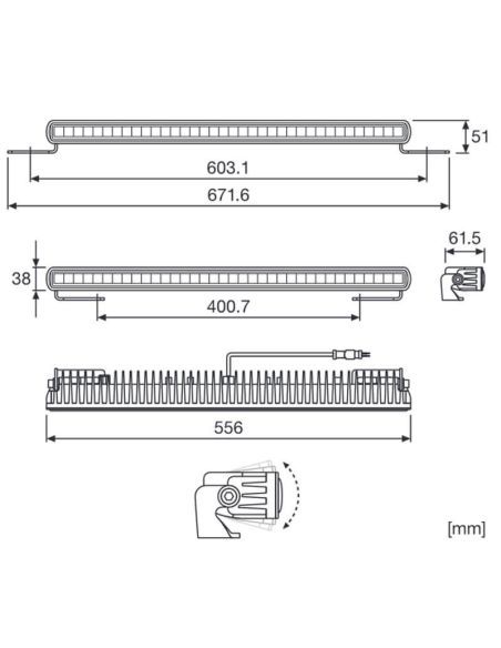Mesures Barre LED Osram Slim Barre Lumineuse Homologuée SX500 Osram LEDDL107-SP Osram | LéonLeds