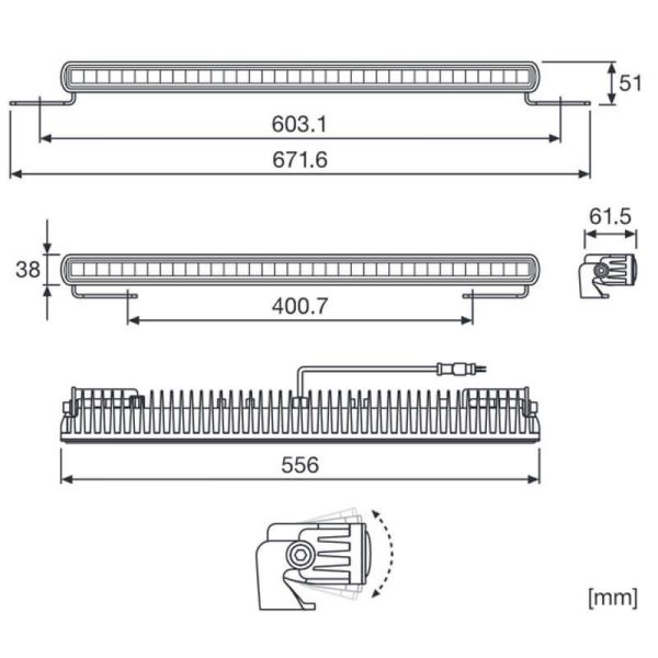 Mesures Barre LED Osram Slim Barre Lumineuse Homologuée SX500 Osram LEDDL107-SP Osram | LéonLeds