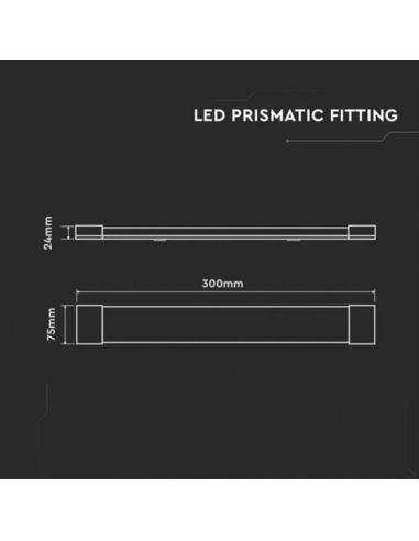 Dimensiones Regleta LED Interior 10W de 30cm Vtac Pro 20344 | LeonLeds