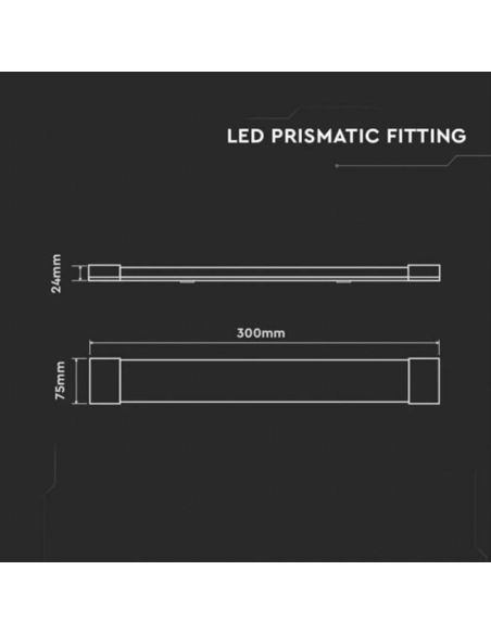 Dimensiones Regleta LED Interior 10W de 30cm Vtac Pro 20344 | LeonLeds