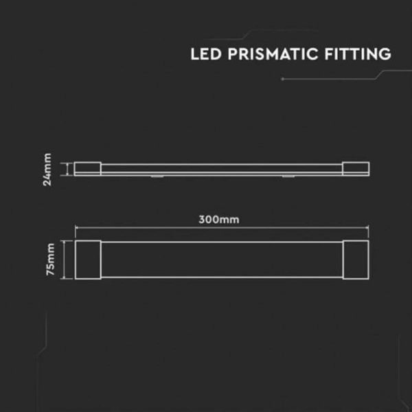 Dimensiones Regleta LED Interior 10W de 30cm Vtac Pro 20344 | LeonLeds