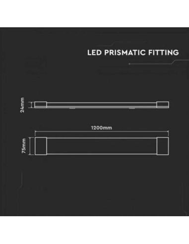 Dimensiones Regleta LED Interior 40W de 120cm Vtac Pro | LeonLeds