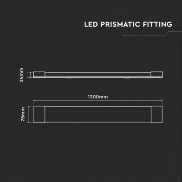 Dimensiones Regleta LED Interior 40W de 120cm Vtac Pro | LeonLeds