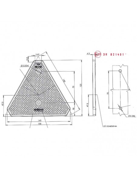 Triangle réfléchissant rouge | Triangle réfléchissant avec trous à riveter | Triangle réfléchissant sans coins | leonleds