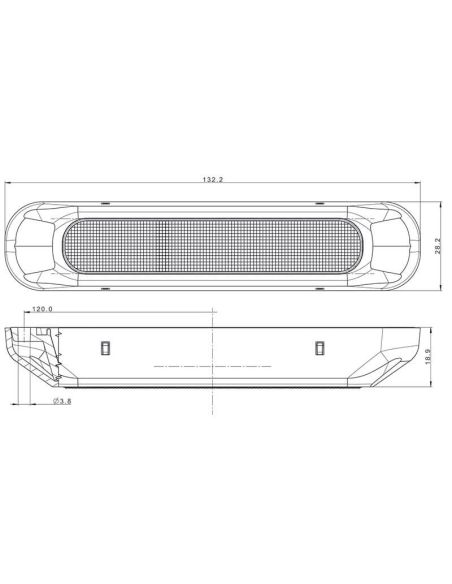 Dimensions Mini feu arrière LED avec 3 fonctions Clignotant, Position et Frein 12V 24V FT-330 LED R1 S1 2A Fristom | LéonLeds