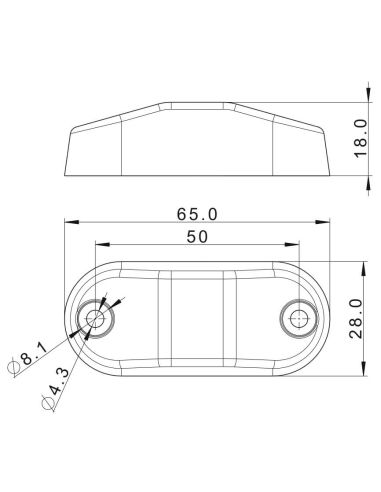 Dimensions Mini feu de gabarit à LED blanc, ambre ou rouge FT-062 Homologation européenne A R1 SM1 fristom | LéonLeds